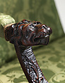 Armchair (one of a pair), Mahogany; upholstered with modern damask, British