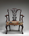 Armchair, Mahogany, needlework, British