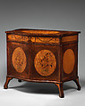 Commode, Pine carcase, harewood veneer crossbanded with rosewood, inlay of various fruitwoods, British