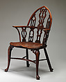 Gothic Windsor armchair (one of a pair), Elm, yew, possibly cherry, British, Thames Valley