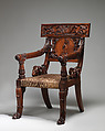 Armchair (part of a set), Charles Dixwell, Mahogany, leopard-skin upholstery original to the chair, British