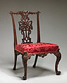 Side chair, Mahogany, modern damask, British