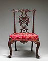 Side chair, Mahogany, modern damask, British