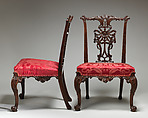 Side chair, Mahogany, modern damask, British