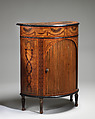 Pair of demi-lune cabinets, Wood: spruce back frame, oak, solid mahogany top and sides, British