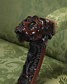 Armchair (one of a pair), Mahogany; upholstered with modern damask, British