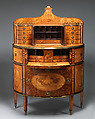 Secretary, Pine carcase, veneered with satinwood, sycamore and rosewood; mahogany drawer linings; gilt-bronze mounts, British or Irish