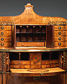 Secretary, Pine carcase, veneered with satinwood, sycamore and rosewood; mahogany drawer linings; gilt-bronze mounts, British or Irish