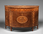 Commode (one of a pair), William Moore, Harewood and satinwood, inlaid with various woods, carcass of pine, Irish