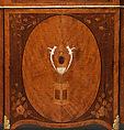 Commode, Pine and oak veneered with satinwood, tulipwood, ash, thuya and other woods, ivory; gilt bronze, British
