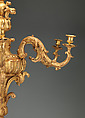 Six-branch chandelier (one of a pair), Gilded wood, gesso, gilt-bronze candle sockets, British