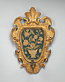 Sconce (one of a pair), Gilded pine and gesso, silver, silk, wool tent and cross stitch on canvas, British