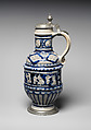 Jug, Salt-glazed stoneware, pewter, German, probably Westerwald