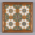 Panel of four tiles, framed, Attributed to Christopher Dresser (British, Glasgow, Scotland 1834–1904 Mulhouse), Earthenware with inlaid colored clays (encaustic), British, Stoke-upon-Trent