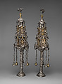 Pair of Torah finials (rimonim), Andrea Zambelli "L&#39;Honnesta" (Italian, active 1732–1772), Parcel-gilt silver, Italian, Venice