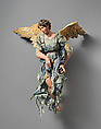 Angel with Blue dress (tattered) with detachable wings, Mixed media, Italian