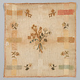 Embroidered darning sampler, Silk on gauze, British