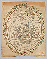 Embroidered map sampler, Silk and chenille on silk and linen, British