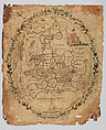 Embroidered map sampler, Silk on silk, British
