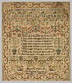 Sampler, Silk on wool canvas, British