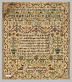 Sampler, Silk on wool canvas, British