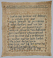 Sampler, Linen on linen canvas, British