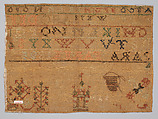 Sampler, Cotton and silk on hemp canvas, British