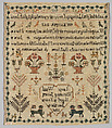 Sampler, Silk on wool canvas, British