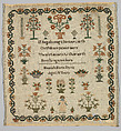 Sampler, Silk on wool canvas, British