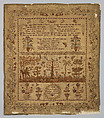 Sampler, Silk on wool canvas, British