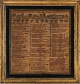 Sampler, Silk on cotton, British