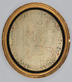 Embroidered map sampler, Silk on silk, British