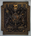 Armorial panel, Painted and gilded oak, British