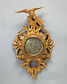 Wall clock with calendar, Probably Thomas Harben II (British, 1739–1803), Case: carved and gilded oak; Dial: brass, British, Lewes