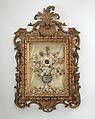 Pair of framed shellworks, Carved and stained wood, shells, British