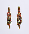Pair of earrings, B. A. (of Spain), Gold, jacinths (?), Spanish