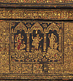Coffer, Gold-tooled leather on wood; gilt brass; silk and metallic thread, Flemish or Dutch