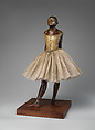 The Little Fourteen-Year-Old Dancer, Edgar Degas (French, Paris 1834–1917 Paris), Partially tinted bronze, cotton tarlatan, silk satin, and wood, French, Paris
