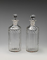 Liquor bottle with stopper (one of a pair), Glass, British or Irish
