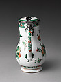 Jug, Mounts by Paul Le Riche (French, master 1686, active 1738), Hard-paste porcelain with colored enamels over a transparent glaze (Jingdezhen ware), silver mounts, Chinese, for French market
