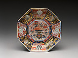 Plate with a vase of flowers, Hard-paste porcelain with colored enamels over transparent glaze and gilded (Hizen ware; Imari type), Japanese, for European market