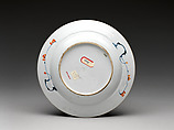 Plate with a vase of flowers, Hard-paste porcelain painted with colored enamels over transparent glaze (Jingdezhen ware), Chinese, for European market