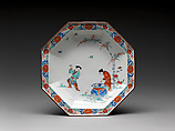 Dish with the Chinese story of Sima Guang, Hard-paste porcelain painted with colored enamels over transparent glaze (Hizen ware; Kakiemon type), Japanese, for European market