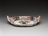 Tray with vase of flowers, Vienna, Hard-paste porcelain painted with colored enamels over transparent glaze, Austrian, Vienna