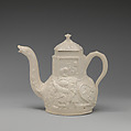 Teapot in the form of a camel, Salt-glazed stoneware, British, Staffordshire