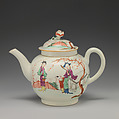 Teapot, Worcester factory (British, 1751–2008), Soft-paste porcelain with enamel decoration, British, Worcester