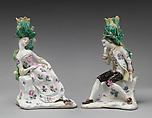 Candlestick in the form of a male dozing figure (one of a pair), Saint James&#39;s Factory (British, ca. 1748/49–1760), Soft-paste porcelain, British, London
