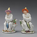 Pair of Chinese figures, Chelsea Porcelain Manufactory (British, 1745–1784, Red Anchor Period, ca. 1753–58), Soft-paste porcelain, British, Chelsea