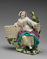 Female fruit seller (one of a pair), Chelsea Porcelain Manufactory British, Soft-paste porcelain, British, Chelsea