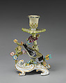 Pair of candlesticks, Chelsea Porcelain Manufactory (British, 1745–1784, Red Anchor Period, ca. 1753–58), Soft-paste porcelain, British, Chelsea
